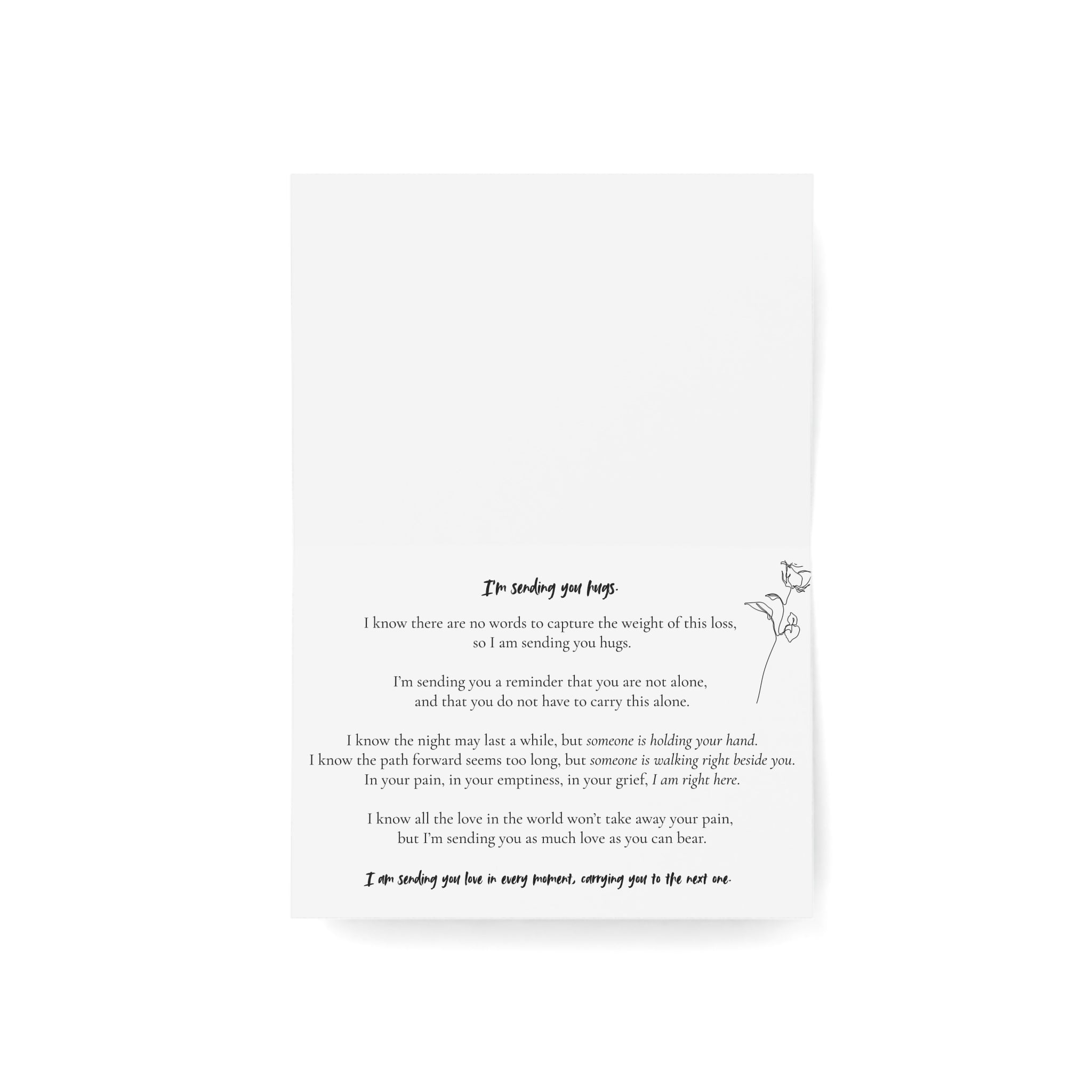 Grief Cards | Sending You Hugs  | Greeting Cards (1, 10, 30, and 50pcs)