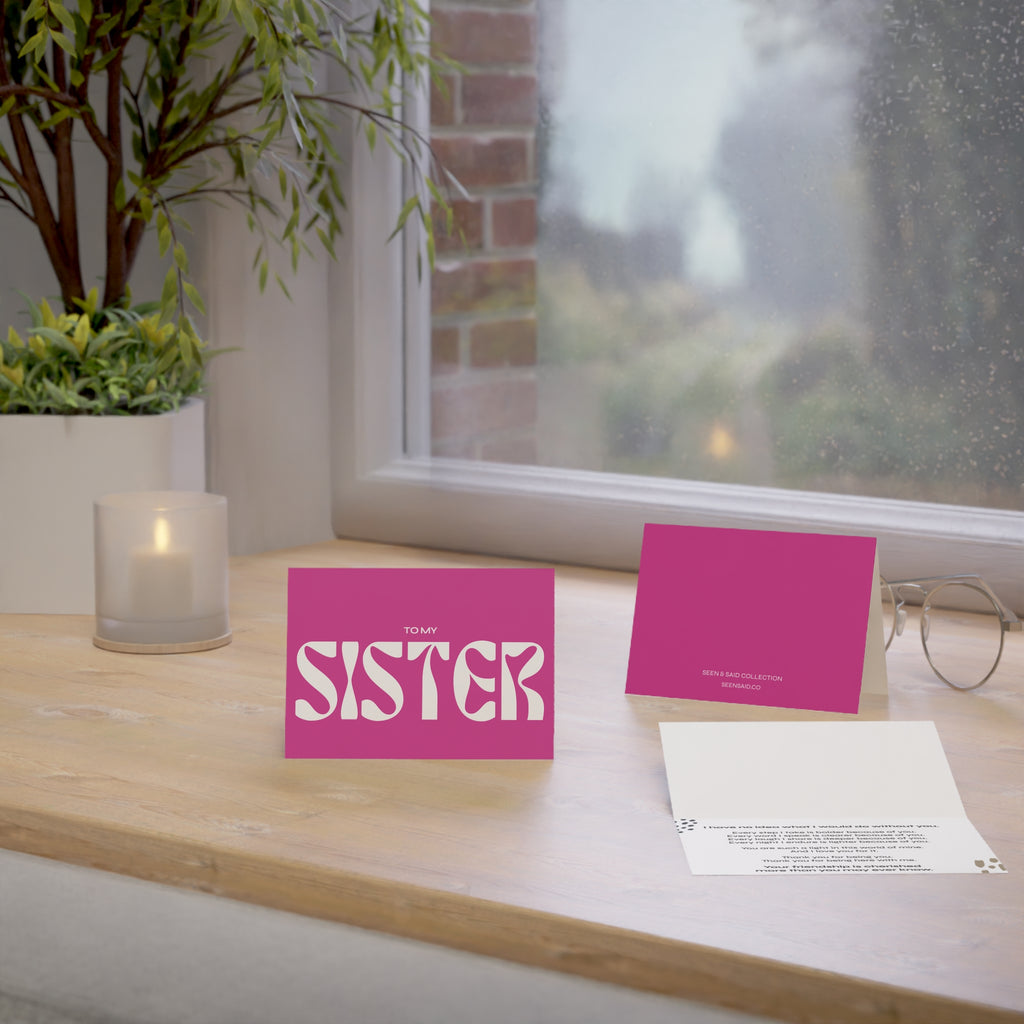 To My Sister (Pink)  | Greeting Cards (1, 10, 30, and 50pcs)