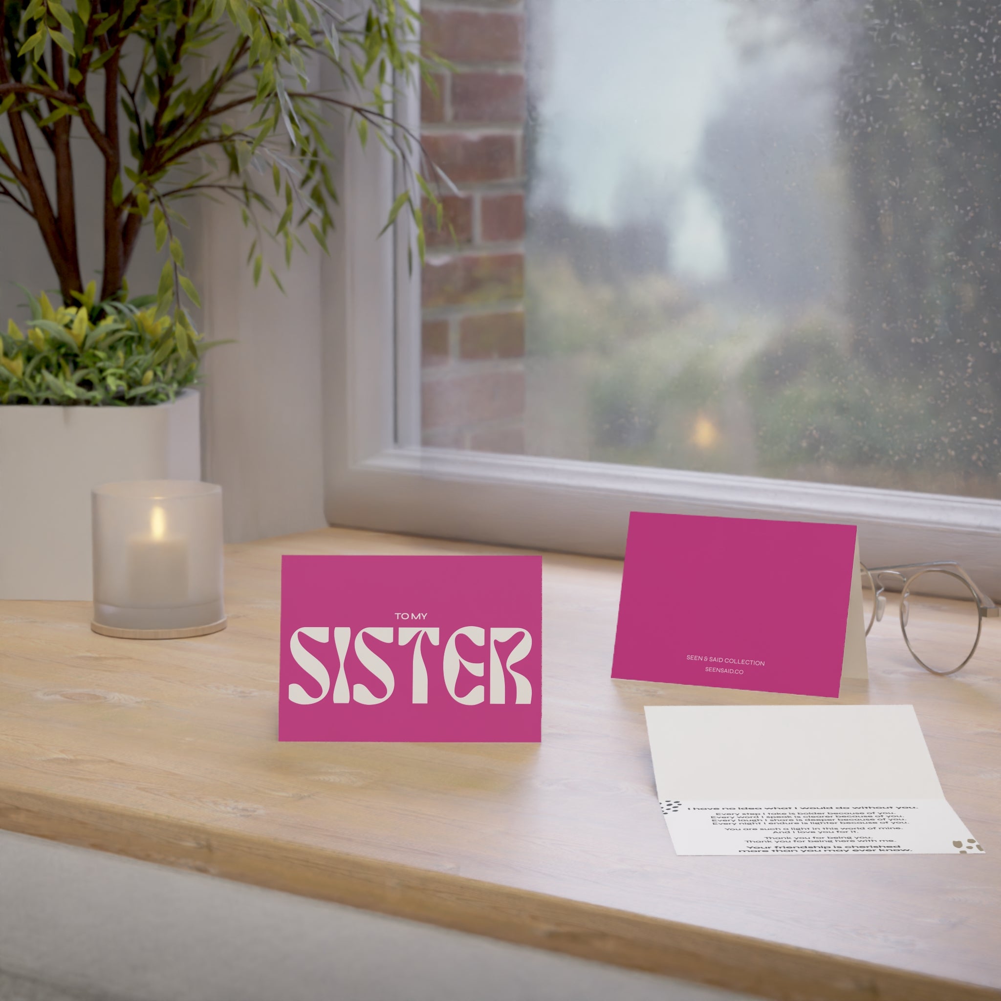 To My Sister (Pink)  | Greeting Cards (1, 10, 30, and 50pcs)