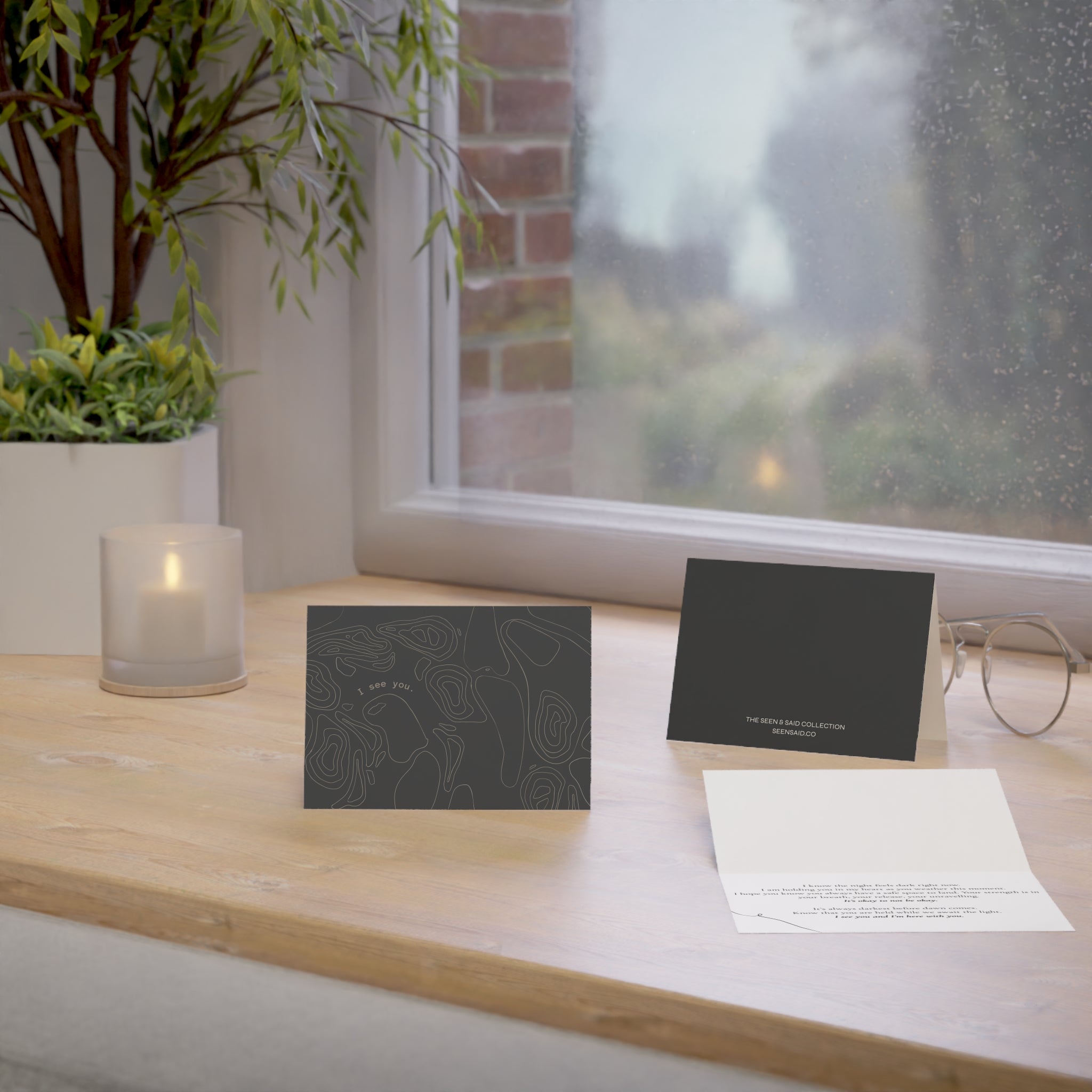 I See You, Care Card (Black) | Greeting Cards (1, 10, 30, and 50pcs)